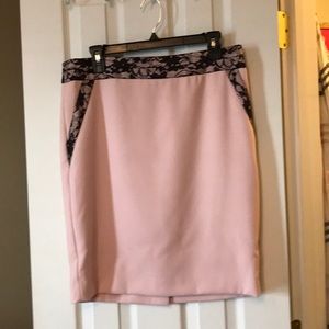 THe Limited Pink and black lace trim pencil skirt